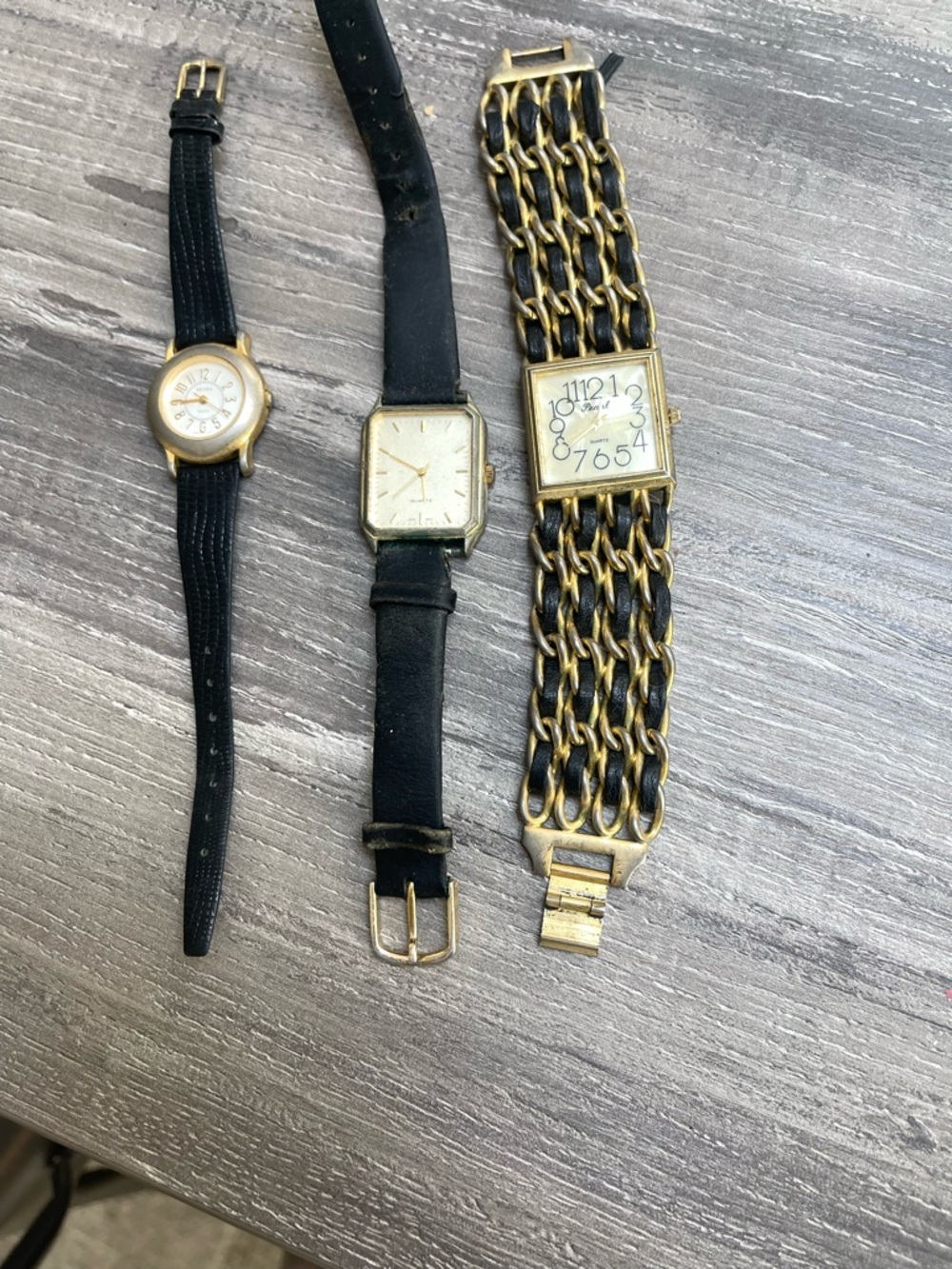 Antique Gold and Black Women's Watch Trio